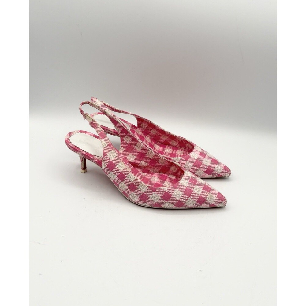 Christian Louboutin Pink Gingham Kate Sling 55 Slingback Heels Size EU 36.5